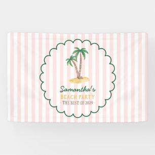 Roze Strepen Vintage Palm Beach Feestje Spandoek