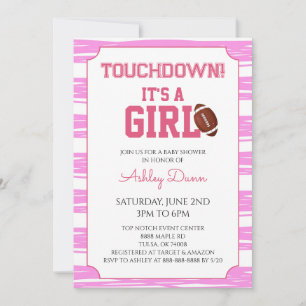 Roze Strepen Voetbal Baby Shower Kaart