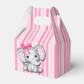 Roze Strepen Waterverf Olifant Meisje Baby shower Bedankdoosjes (Achterkant)