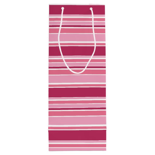 Roze strepen wijn cadeautas (Achterkant)