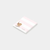 Roze strepen Wren Bird Post-it® notes (Schuin)