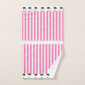 Roze Strepen Zwarte Bloem Bad Handdoek (Handdoek)