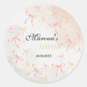 Roze Strik Aqiqah Persoonlijke Sticker