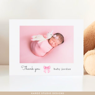 Roze Strik Baby Foto Baby Shower Bedankt Briefkaart