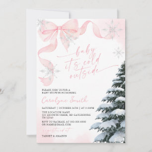 Roze Strik Baby Het Is Koud Buiten Baby Shower Kaart