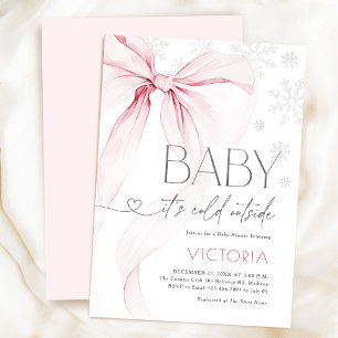 Roze Strik Baby Het Is Koud Buiten Meisje Baby Sho Kaart
