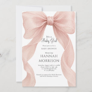 Roze Strik Baby Meisje Shower Coquette Kaart