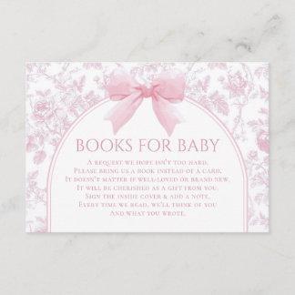 Roze Strik Baby Shower Boek Verzoek Bijlage Kaart