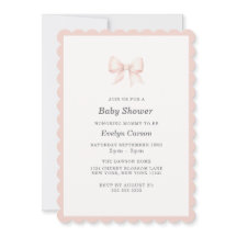 Roze Strik Baby Shower Coquette Mooie Scallop