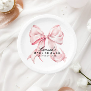 Roze Strik Baby Shower Coquette Strik Papieren Bor Bordje