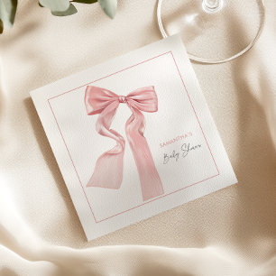 Roze Strik Baby Shower Elegant Papier Servet