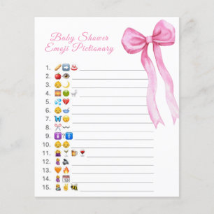Roze strik baby shower emoji Pictionary spel