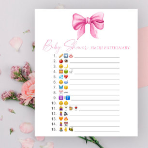 Roze strik baby shower emoji Pictionary spel