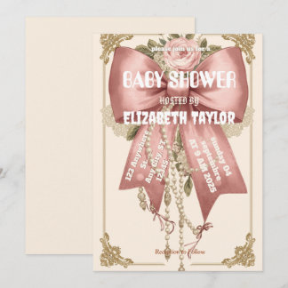 roze strik baby shower kaart
