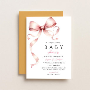 Roze Strik Baby Shower Kaart