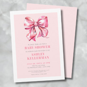 Roze Strik Baby Shower Kaart