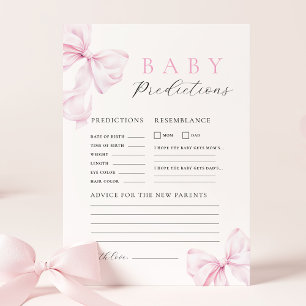 Roze Strik Baby Shower Spel Notitiekaartje