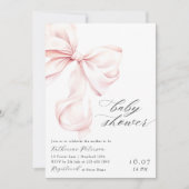 Roze strik Baby shower uitnodiging (Voorkant)