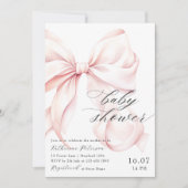 Roze strik Baby shower uitnodiging (Voorkant)