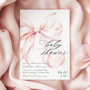 Roze strik Baby shower uitnodiging
