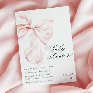 Roze strik Baby shower uitnodiging