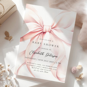 Roze strik Baby shower uitnodiging