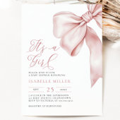Roze Strik Baby Shower Uitnodiging