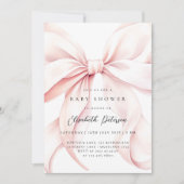 Roze strik Baby shower uitnodiging (Voorkant)