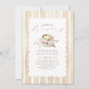 Roze Strik Baby Shower Uitnodiging voor Koffie Mei