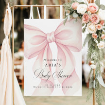 Roze Strik Baby Shower Welkom, Blush Baby Meisje