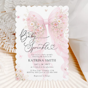 Roze Strik Baby Sprinkle Bloem Meisje Baby Shower Kaart