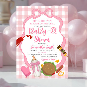 Roze strik babyq baby shower uitnodiging