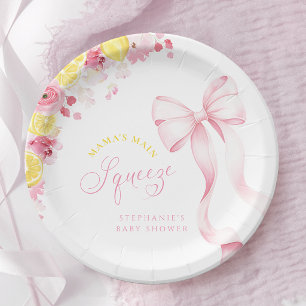 Roze Strik Babyshower Papieren Borden Bordje