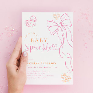 Roze Strik Babyshower Uitnodiging