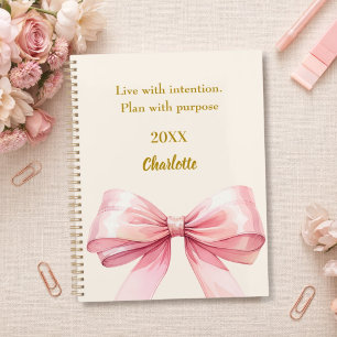 Roze strik beige crème citaat 2027 planner