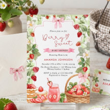 Roze Strik Berry Zoete Aardbeien Baby Shower