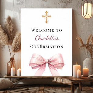 Roze strik bevestiging welkom poster