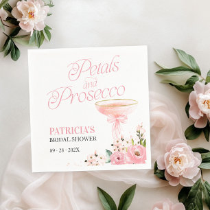 Roze Strik Bloem Blaadjes En Prosecco Bruidsdouche Servet