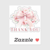 Roze strik bloemen Dank je wel Sticker (Vel)