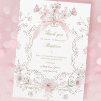 roze strik bloemen kam Dank je kaart