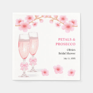 Roze strik bloemenkroon en Prosecco bruidsdouche  Servet