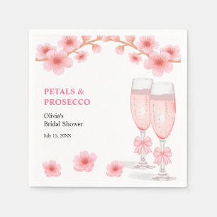 Roze strik bloemenkroon en Prosecco bruidsdouche  Servet