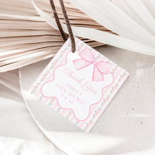 roze strik bloemig Baby shower Favor Tags Bedankjes Labels