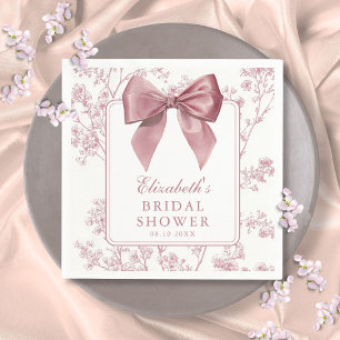 Roze strik bloemige bruidsdouche vintage servet