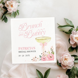 Roze Strik Bloemige Brunch en Mousserende Wijn Bru Servet