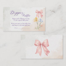 Roze Strik Bloemige Waterverf Dipper Tombola Kaart