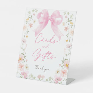 Roze Strik Bloemkaarten & Cadeautafel voor Babyfee Reclamebord Met Voetstuk