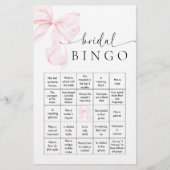 Roze Strik Bruidsfeest Bingo Spel Briefpapier (Voorkant)