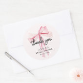 Roze Strik Bruiloft Feest Bedankt Ronde Sticker (Envelop)