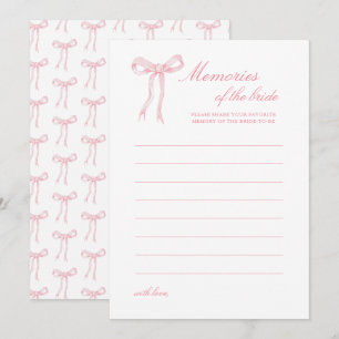 Roze Strik Bruiloft Memories van de Bruid Advieskaart